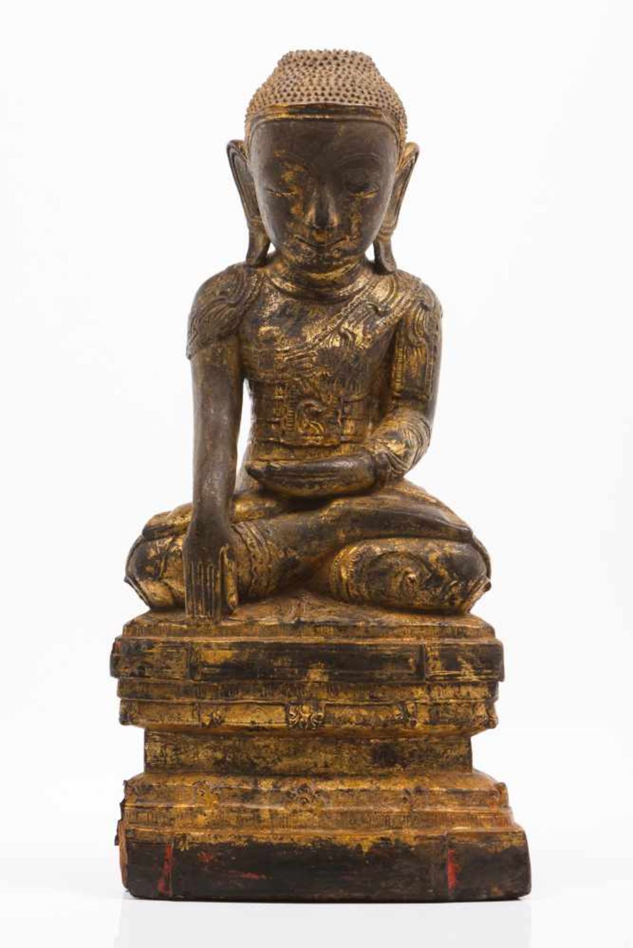 A BuddhaLacquered and gilt wood sculpture representing a seated BuddhaBurma (Myanmar), late 19th,