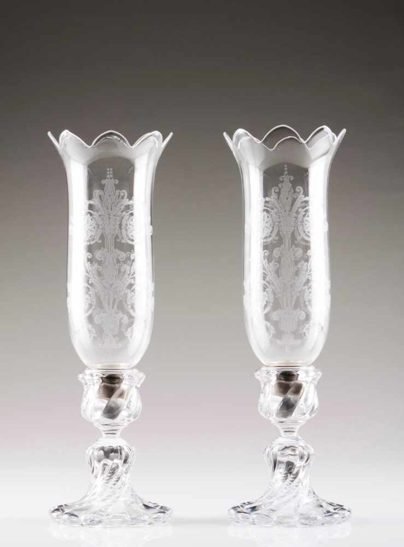 A pair of candlesticksWith Baccarat verrinesMarkedFrance, 20th centuryHeight: 40 cm