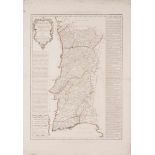 Pedro Gendron (séc. XVIII)A rare map of PortugalDouble line delimited boundaries, the inner case