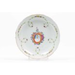 A scalloped rim plateChinese export porcelainPolychrome and gilt decoration with armorial for