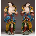 A pair of large Barroque angelsPolychrome wooden sculpturesPortugal, 18th C. (first half)(