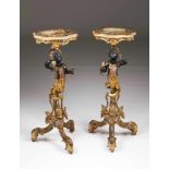 BlackamoorsA pair of polychrome and gilt wooden sculpturesItaly, 19th / 20th C.94x34x31 cm