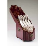 A cutlery box with silver setFluted 19th c. Portuguese silver set24 spoons, 24 forks and 24