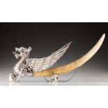 Luiz Ferreira (1909-1994)A rare large dragonIvory, raised and chiselled silver and