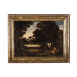 Dutch school, 17th C.Landscape with mythological sceneOil on copper44,5x59 cm