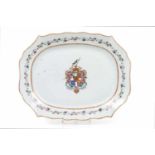 A large scalloped rim platterChinese export porcelain"Famille Rose" polychrome enamels and gilt