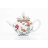 A small teapotChinese export porcelainPolychrome "Famille Rose" enamels decoration with garden,