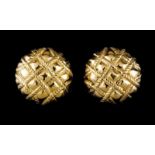 A pair of earrings750/000 carved goldLisbon "pelican" assay mark post 198541.3g