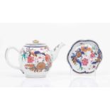 A teapot and saucerChinese export porcelainPolychrome "Famille Rose"enamels decoration said "