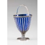 Sugar bowlSilver thread neoclassical body with beaded friezes and blue glass bowlMarked "elder's