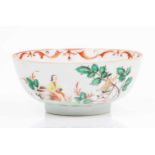 A bowlChinese export porcelainPolychrome "Famille Rose" enamels and iron oxide decoration