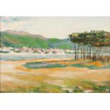 Aber Cardoso (1883-1930)A view of Viana "Rio Lima"Oil on panelSigned and dated 2825x34,5 cm