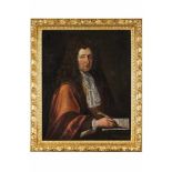 French School, 18th C.A portrait of a gentlemanOil on canvasMarked "MR:AMAT."92x75 cm