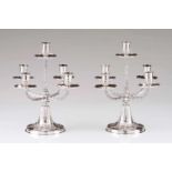 A pair of five-light candelabra, LEITÃO & IRMÃOPortuguese silver of the late 19th, early 20th