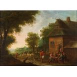 Dutch school, 18th C.Landscape with figures and animalsOil on panel(faults)34,5x47 cm