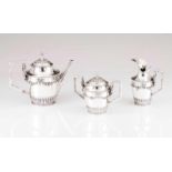 A Belle Epoque coffee and tea set, BARBEDOSPortuguese silver of the late 19th, early 20th
