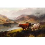 Henry Robinson Hall (1857-1927)"Highland Cattle, Loch Lomond"Oil on canvasSigned and title on the