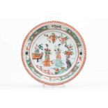 A plateChinese export porcelainPolychrome "Famille Verte" enamels decoration with birds in a