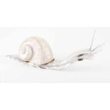 A large Manuel Alcino snailPortuguese silver. Repoussé and chiselled work with nautilus