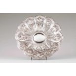 A salverPortuguese silver with raised flower and foliage decoration, with applied motifs to