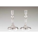 A pair of candlestands18th c. French silverLouis XVI fluted and flower garland decorationParis assay