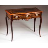 A side tableRosewoodFloral and leaf scrolls marquetry decorationOne drawer and brass