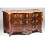 A Louis XV chest of drawersRosewood veneeredA small, two short and two long drawersYellow metal