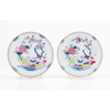A pair of platesChinese export porcelainPolychrome "Famille Rose" enamels decoration said "pseudo