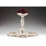 An imposing French table centerpiece, Christofle & Cia A chiselled bowl with gilt interior,