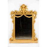 A Napoleon III mirrorCarved and gilt woodFlower and foliage decoration with bust, cornucopia and
