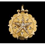 A reliquary pendantPortuguese gold. Cut and chiselled decoration with applied star, set with various