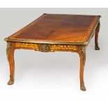 A large Louis XV style boardroom tableBrazilian rosewood and other timbersMarquetry foliage scroll