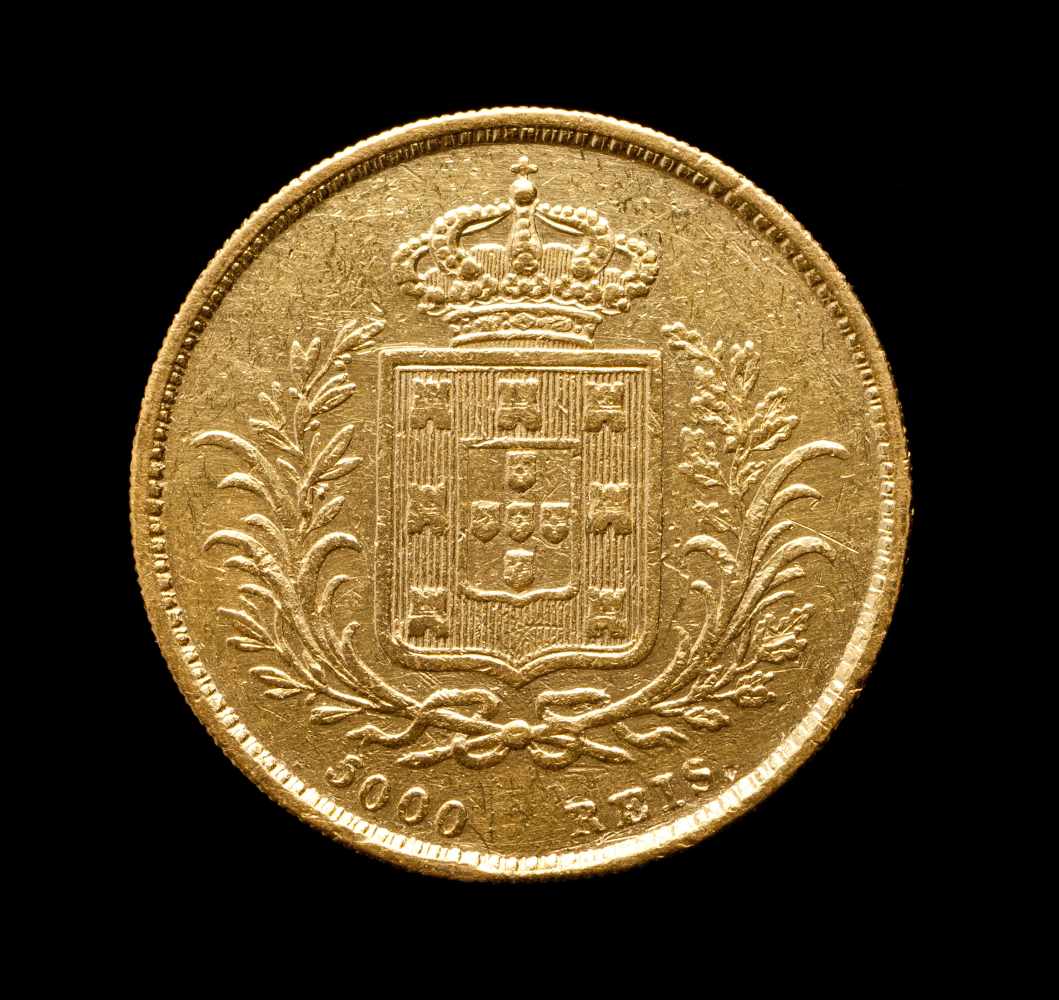 5000 reisD. Luis, King of PortugalGold18629 g - Image 2 of 2