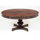 A Victorian breakfast tableRosewoodPart carved decorationTilt-topEngland, 19th C. (second half)