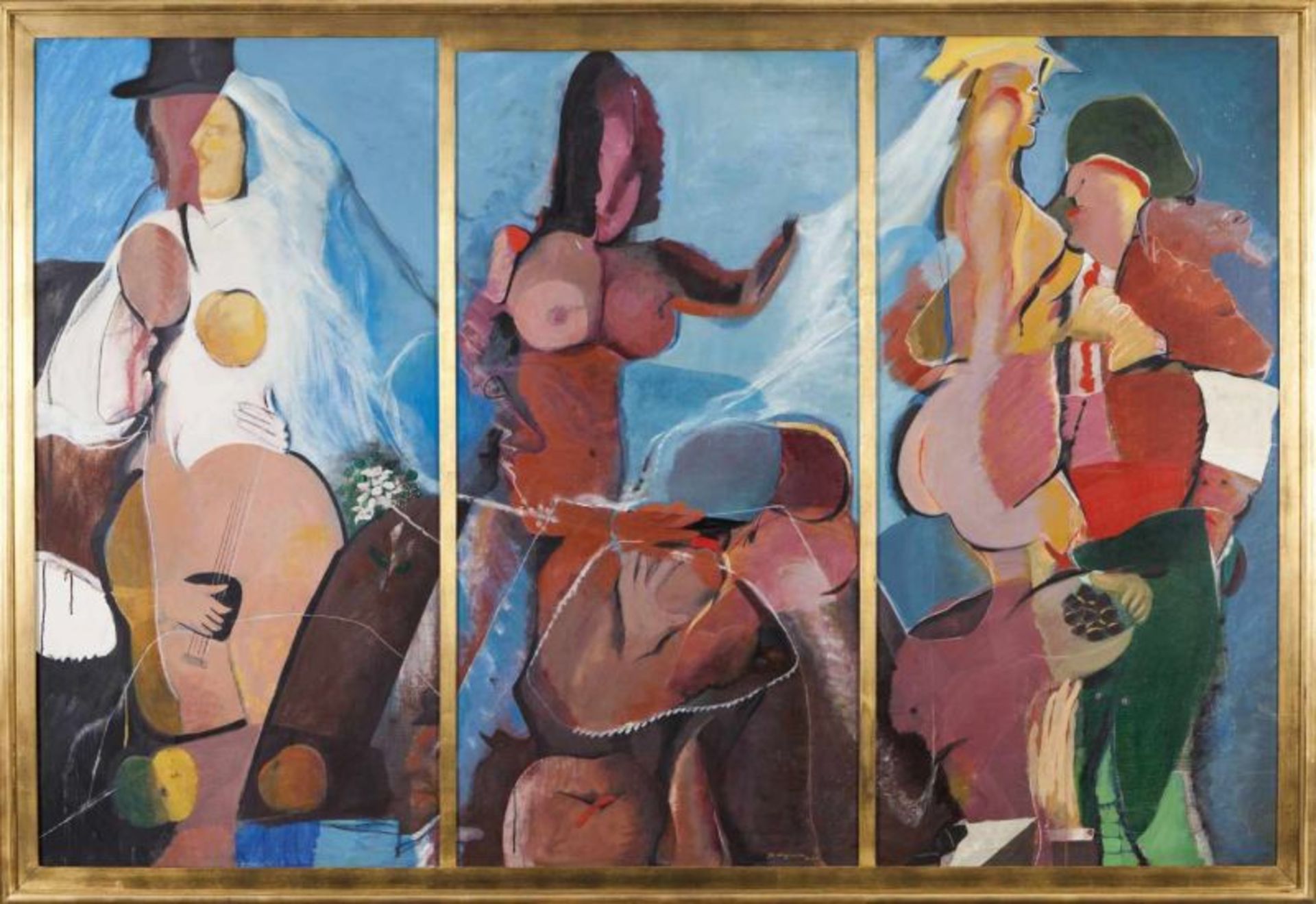 Sá Nogueira (1921-2002)"Os Bons e os Maus Frutos"TriptychOil on canvasSigned and dated 84-87Each