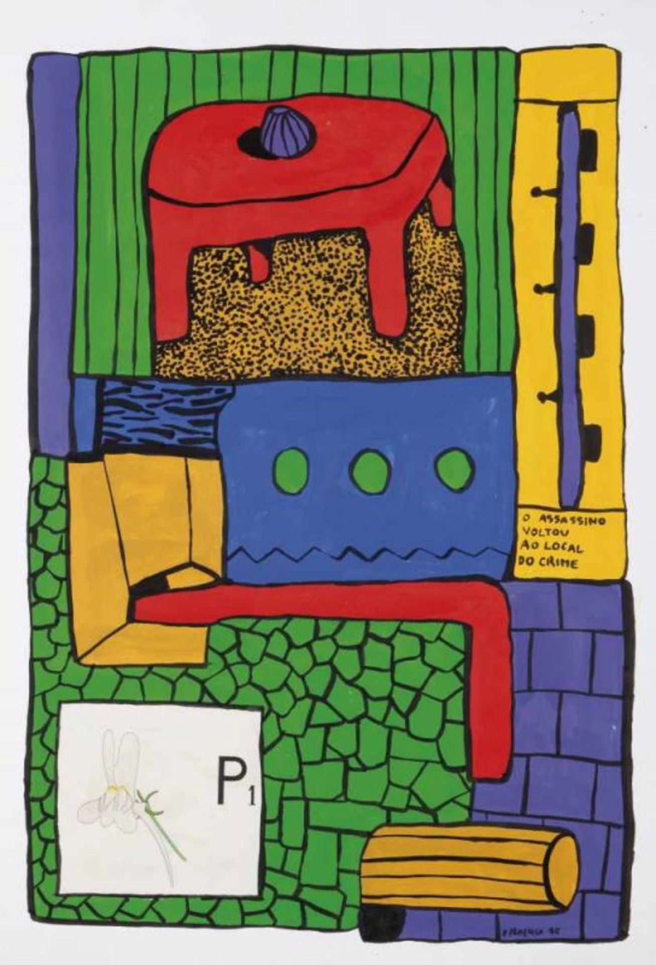 Pedro Proença (n. 1962)UntitledGouache and collage on paperSigned and dated 9599x69 cm