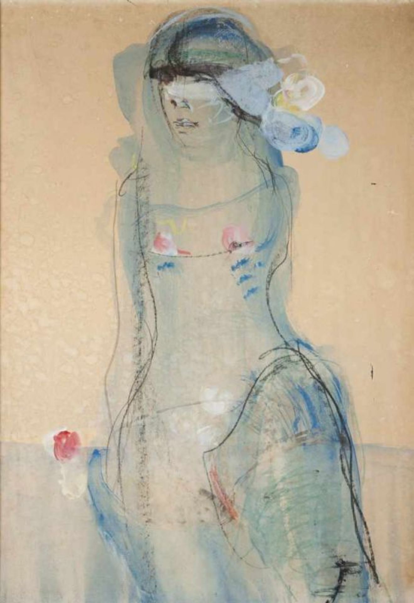 Artur Bual (1926-1999)UntitledCrayon and gouache on paper laid on platexSigned and dated 82(stains)