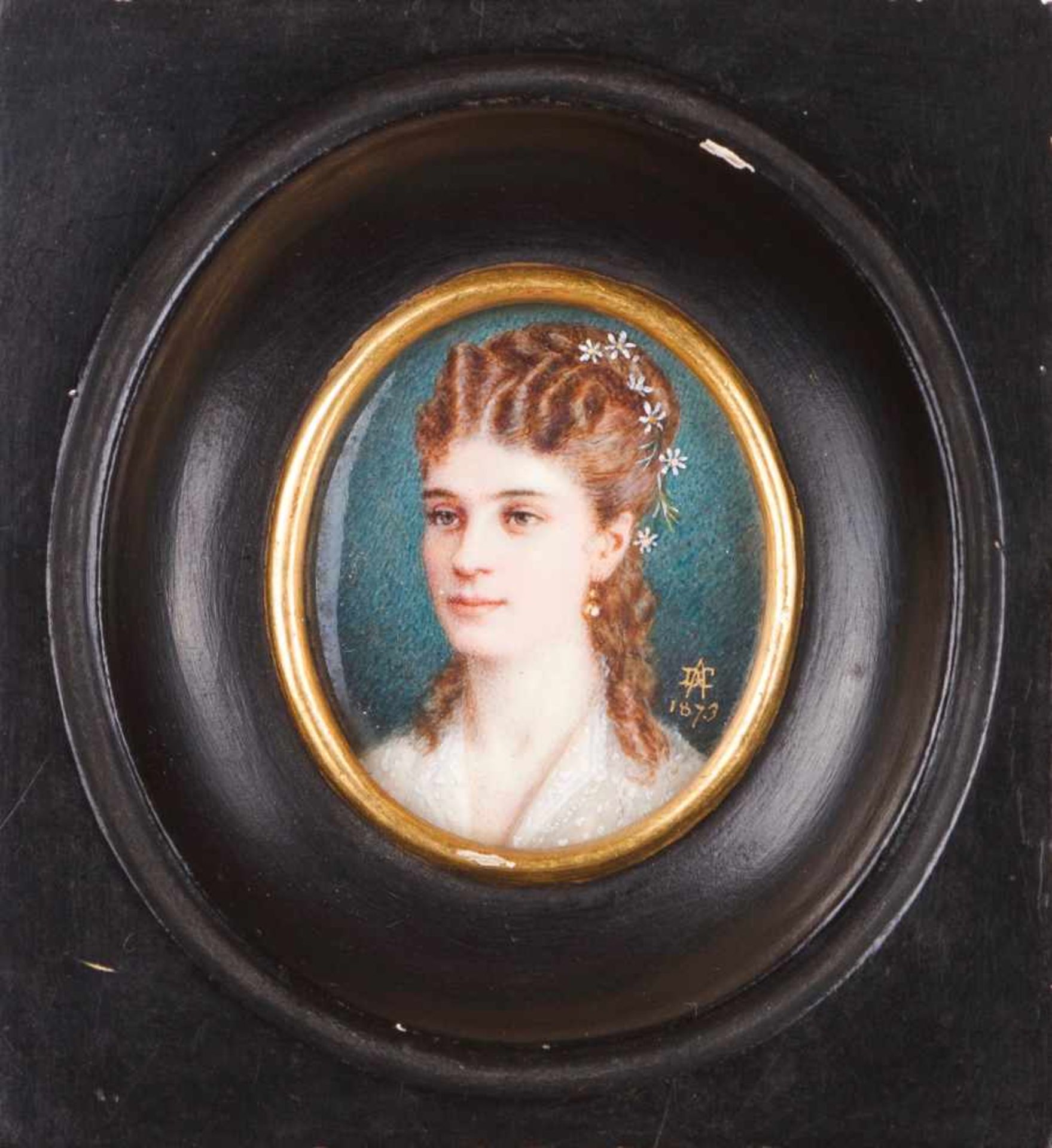 European school of the 19th centuryLady's portraitMiniature on ivorySigned with "DAC" monogram and