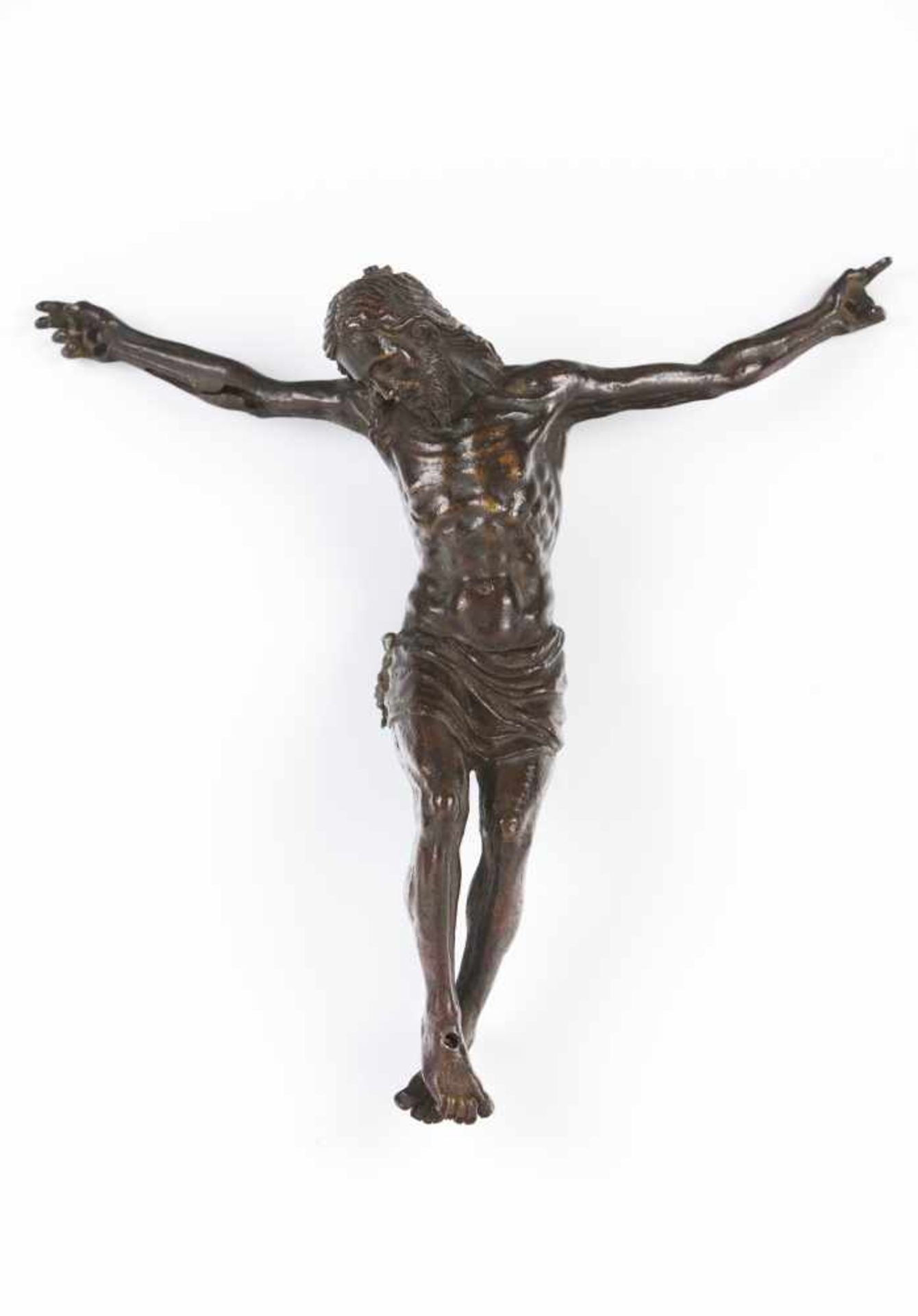 A Crucified ChristBronzeEurope, 16th / 17th C.(losses and faults)21x21,5 cm