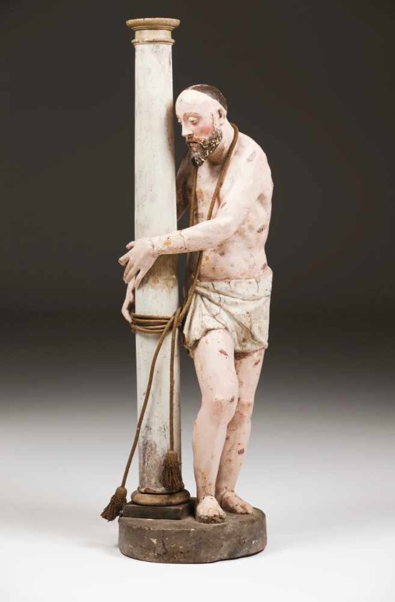 The Flogging of ChristA carved and polychrome wooden depiction of Christ tied to the columnPortugal,