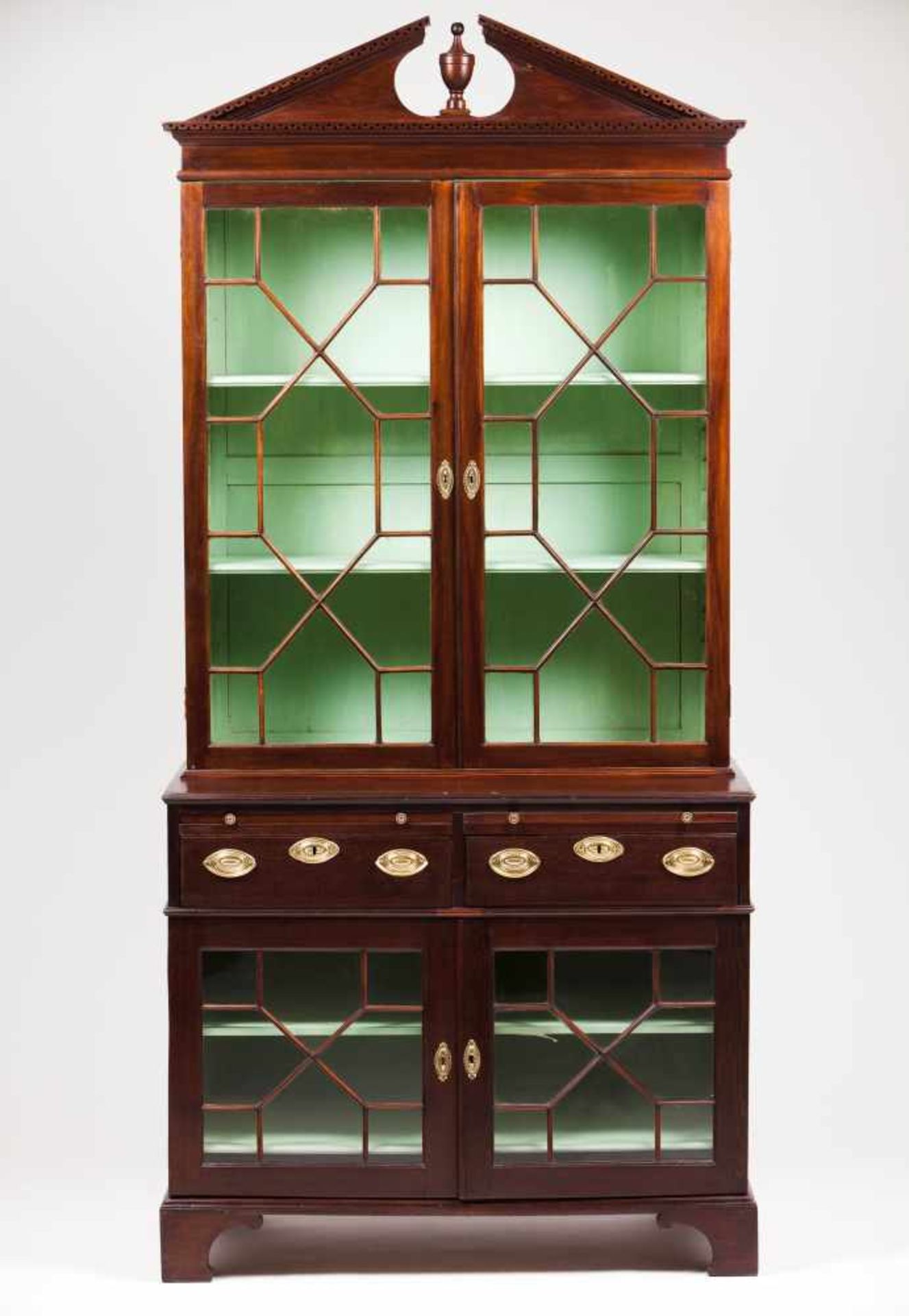 A D.Maria cupboardBrazilian mahoganyLower section with two sliding surfaces, two drawers, glazed