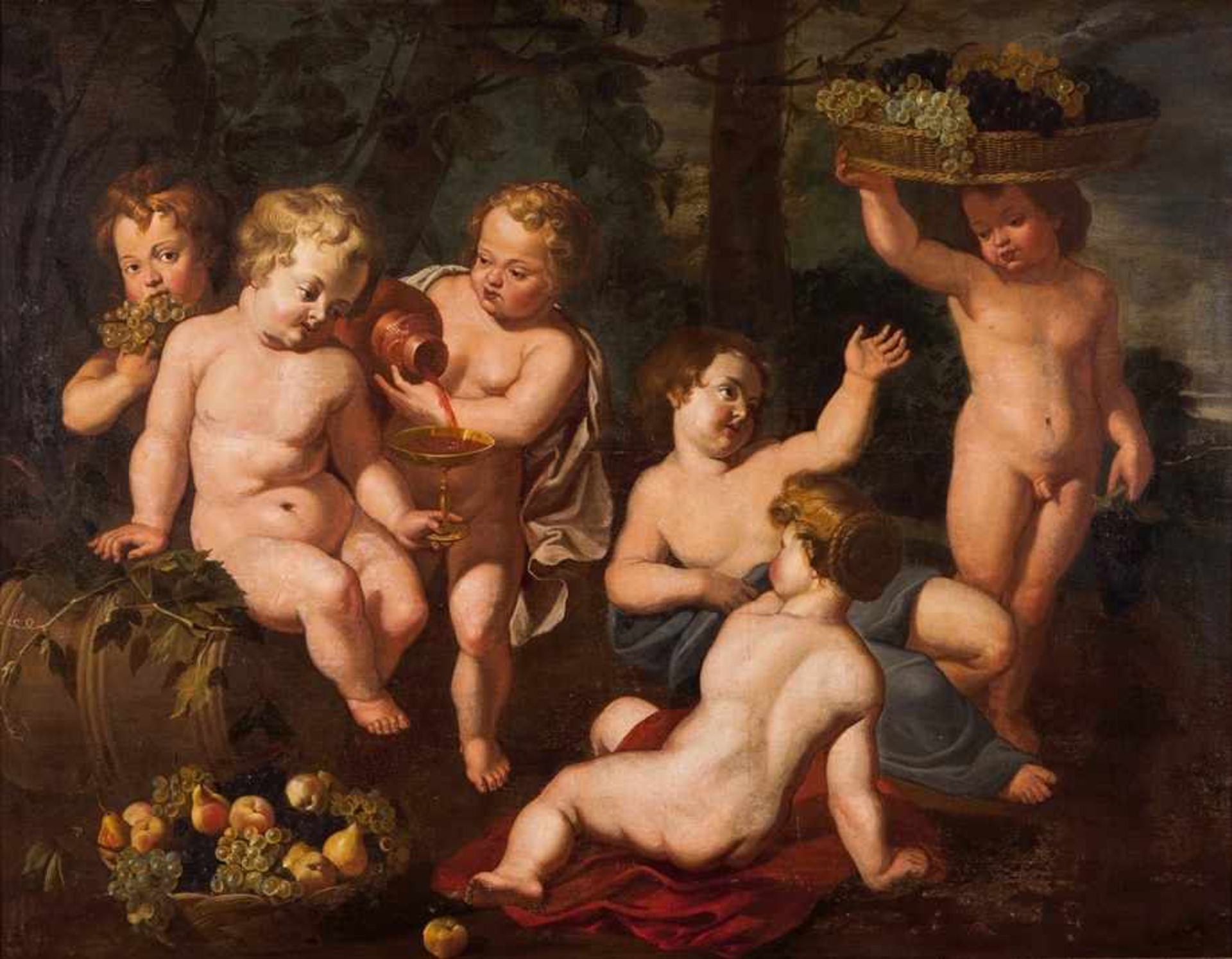 "The infancy of Bacchus"Oil on canvasAfter the original by Hendrick van Balen (1575-1632) Dateble