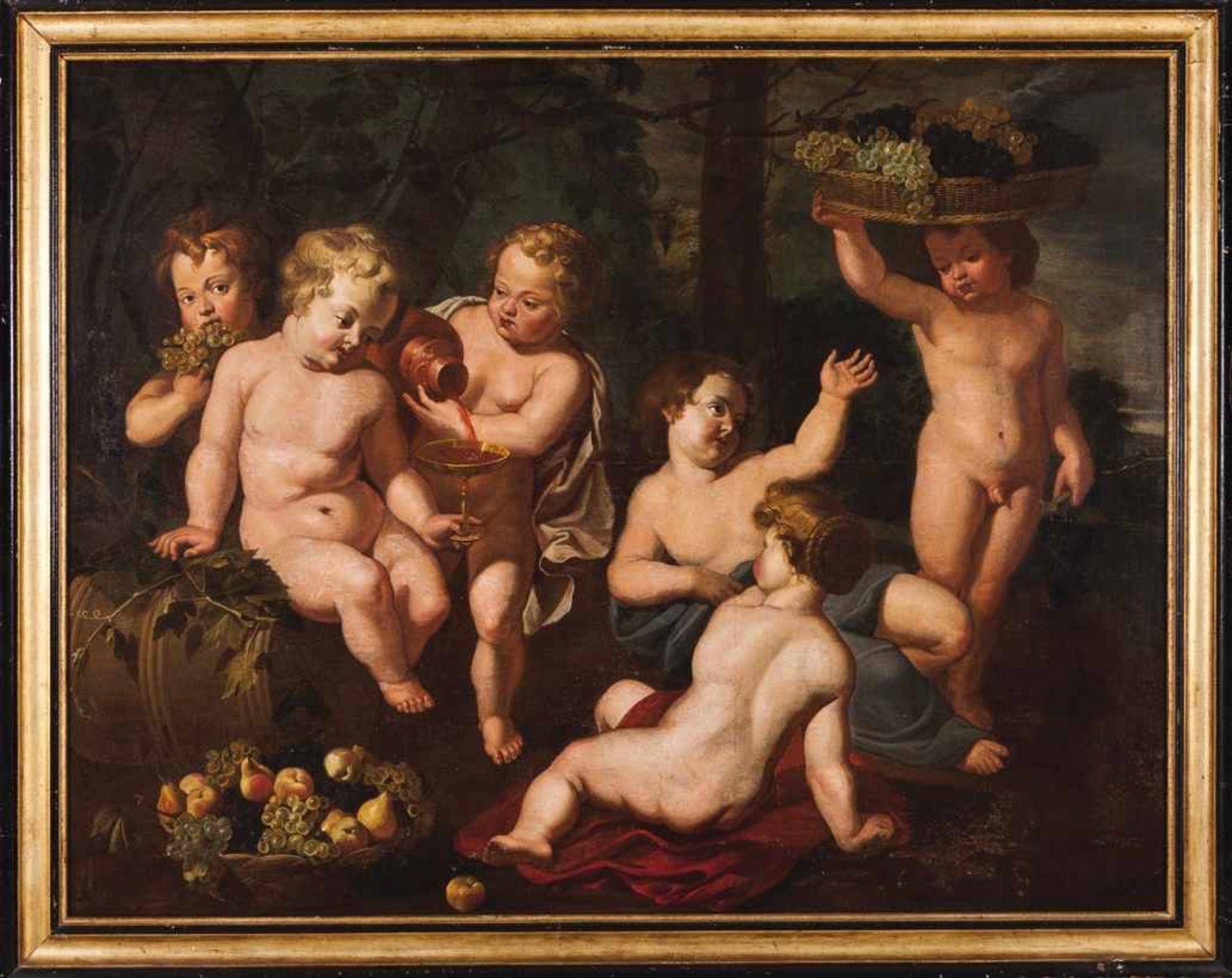 "The infancy of Bacchus"Oil on canvasAfter the original by Hendrick van Balen (1575-1632) Dateble - Image 2 of 2