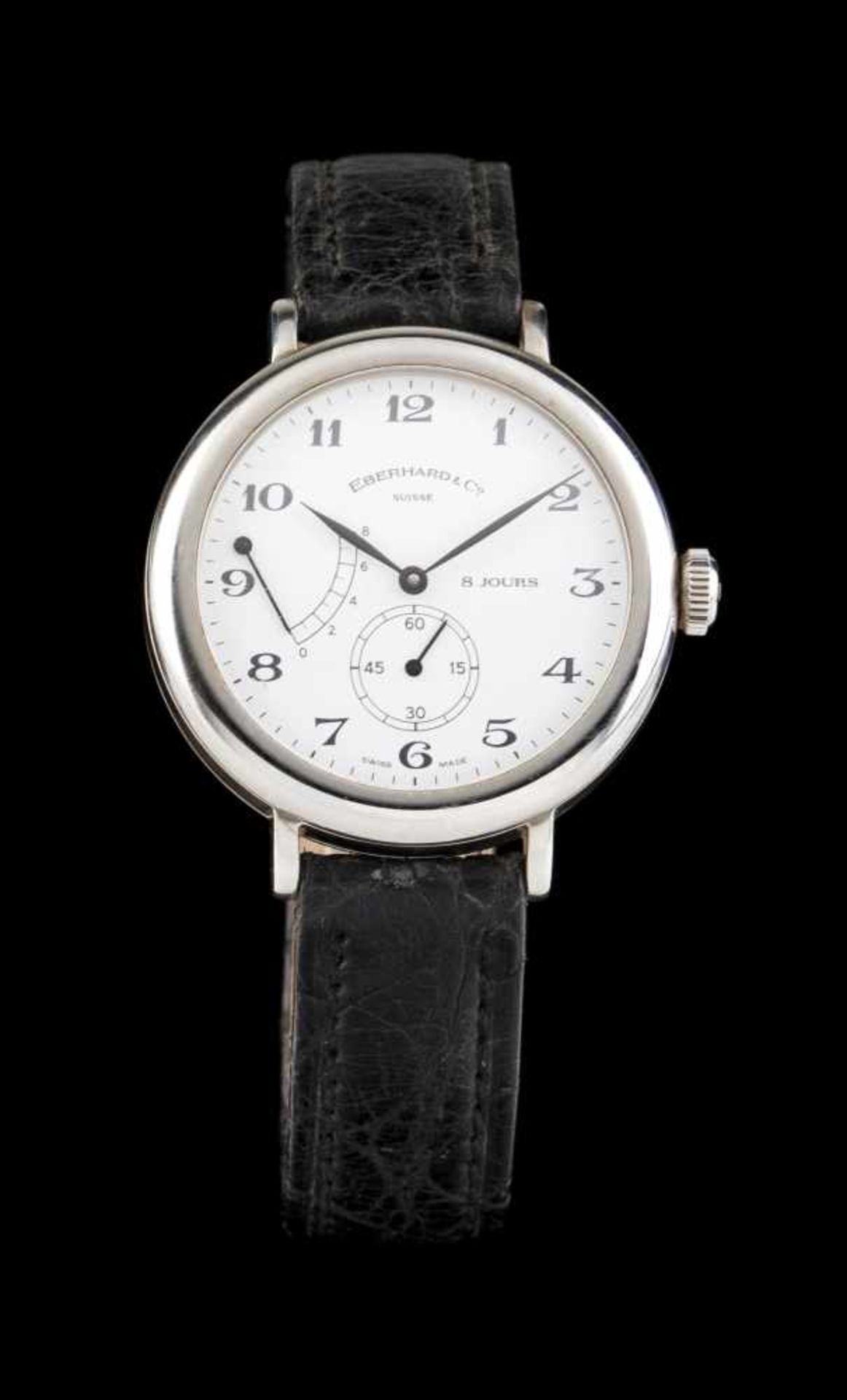 EberhardEberhard watch, eight day model. 8 day winding mechanical movement. Porcelain dial with