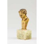 Eugéne Peron (1905)A bust of a girlGilt bronze sculptureOnyx standSigned Eugéne Peron 1905France,