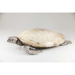 An unusual turtleWhite shell and Portuguese silverSculpted silver body and legs, head and tail under