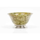 A bowlSpinach green jadeLater silver standsChina, 20th century5,5x10 cm- - -15.00 % buyer's