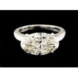 A solitary ringPlatinumCartier mounted for customer's stone, set with oval cut diamond (ca.4.25ct)