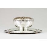 A centrepiece with flower bowlPortuguese silver Circular bowl of engraved decoration and applied