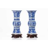 A pair of candle standsChinese porcelainSquared "Gu" shapedBlue underglaze decoration with